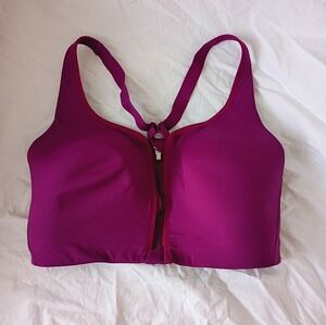 Athleta Sports Bra 36DD Advance High Impact Zip-up Front Fuchsia Pink